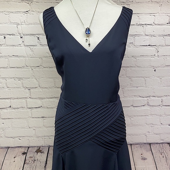 Ann Taylor Navy Fit & Flare Chiffon Dress - Picture 5 of 11